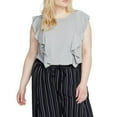 thumbnail image 1 of Rachel Roy Womens Ruffle Pullover Blouse, Grey, Plus Size, 1X, 1 of 1
