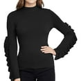 thumbnail image 1 of Rachel Roy Womens Ruffle-Sleeve Knit Sweater, Black, XX-Large, 1 of 1
