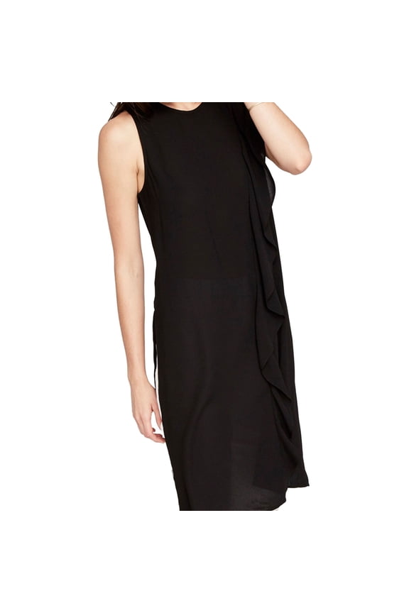 Rachel Roy Womens Ruffle-Trimmed Tunic Dress, Black, X-Small