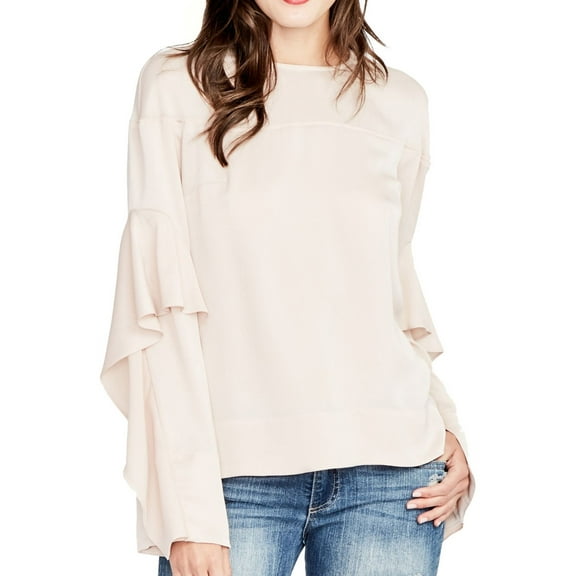 Rachel Roy Womens Ruffle-sleeve Tunic Blouse, Orange, Small