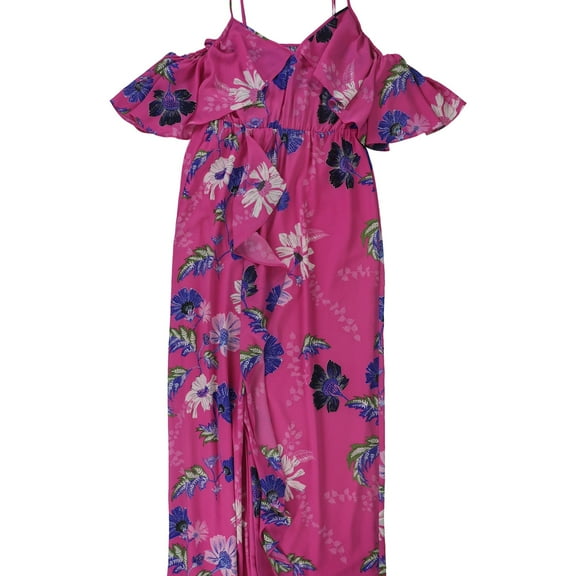 Rachel Roy Womens Ruffled Cold Shoulder Maxi Dress, Pink, 10