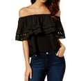 thumbnail image 1 of Rachel Roy Womens Ruffled Off the Shoulder Blouse, Black, Small, 1 of 2