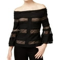 thumbnail image 1 of Rachel Roy Womens Ruffled Off the Shoulder Blouse, Black, Small, 1 of 2