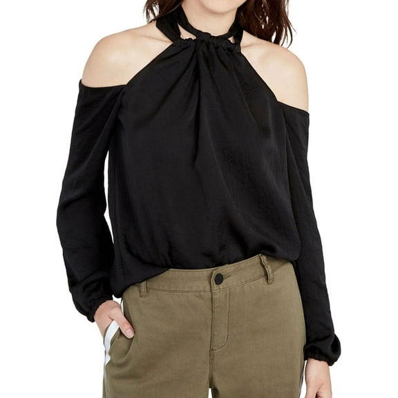 Rachel Roy Womens Satin Tunic Blouse, Black, 8