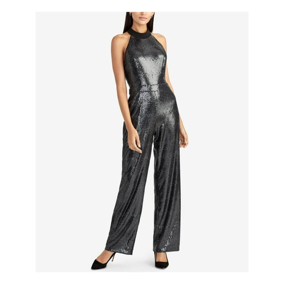 Rachel Roy Womens Sequin Jumpsuit, Black, 12
