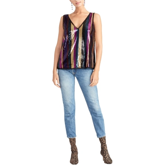 Rachel Roy Womens Sequins Stripe Cami Tank Top, Multicoloured, X-Small
