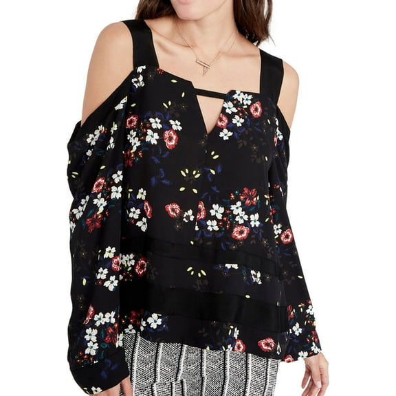 Rachel Roy Womens Shoulder Peasant Blouse, Black, Medium