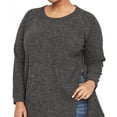 thumbnail image 1 of Rachel Roy Womens Side-Zip Knit Sweater, Grey, Plus Size, 0X, 1 of 1