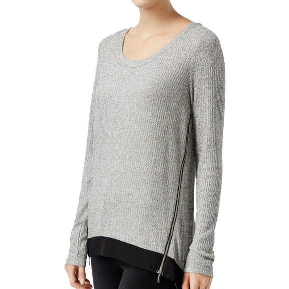 Rachel Roy Womens Side Zip Pullover Blouse, Grey, Small