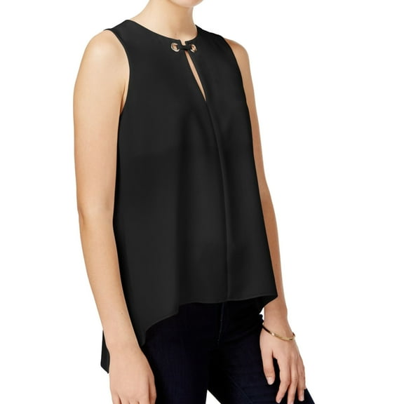 Rachel Roy Womens Sleek Keyhole Pullover Blouse, Black, Medium
