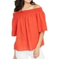 thumbnail image 1 of Rachel Roy Womens Smocked Baby Doll Blouse, Orange, Medium, 1 of 1