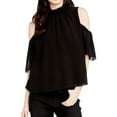 thumbnail image 1 of Rachel Roy Womens Smocked Knit Blouse, Black, Small, 1 of 1