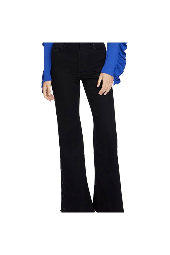 Rachel Roy Womens Snap Wide Leg Jeans, Black, 30