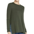 thumbnail image 1 of Rachel Roy Womens Split-Sleeve Basic T-Shirt, Green, Medium, 1 of 2