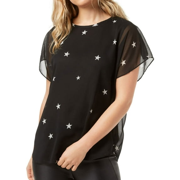 Rachel Roy Womens Star Knit Blouse, Black, X-Small