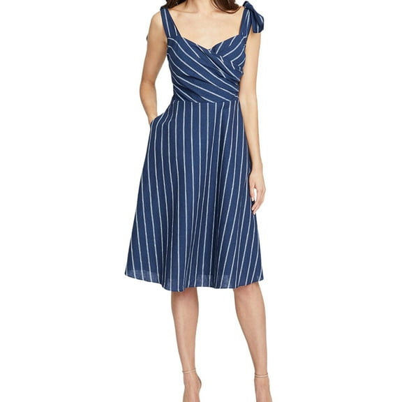 Rachel Roy Womens Striped Linen A-Line Dress