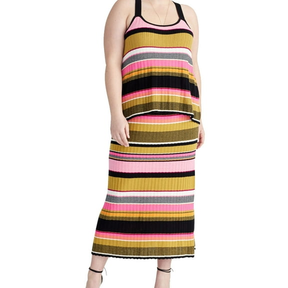 Rachel Roy Womens Striped Racerback Tank Top, Multicoloured, Plus Size, 0X