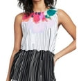 thumbnail image 1 of Rachel Roy Womens Striped Tie-Back Ruffled Blouse, Multicoloured, X-Small, 1 of 1