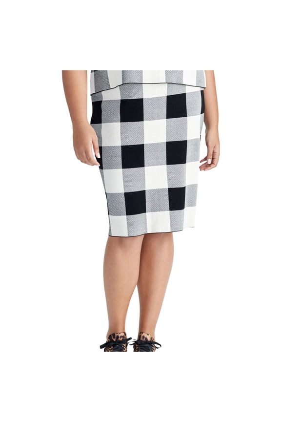 Rachel Roy Womens Sweater Midi Skirt, Black, Plus Size, 0X