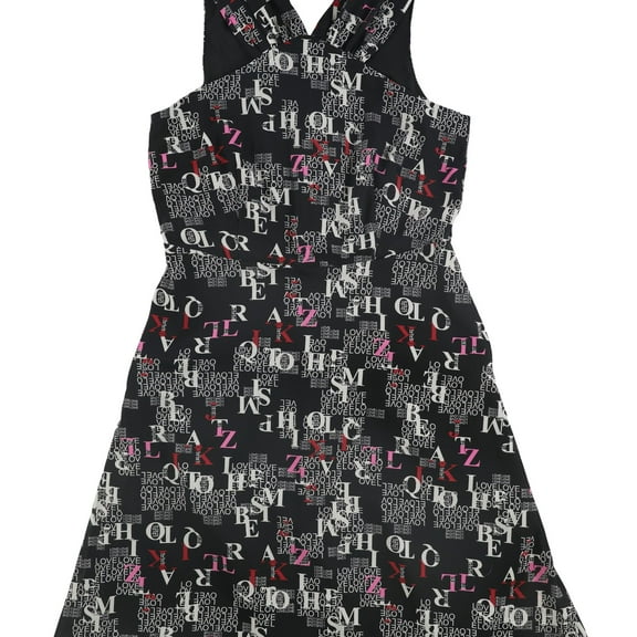 Rachel Roy Womens Text Print A-line Dress, Black, 4