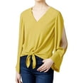 thumbnail image 1 of Rachel Roy Womens Tie Front Knit Blouse, Yellow, X-Large, 1 of 2
