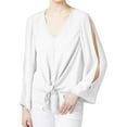 thumbnail image 1 of Rachel Roy Womens Tie Front Knit Blouse, White, Small, 1 of 2