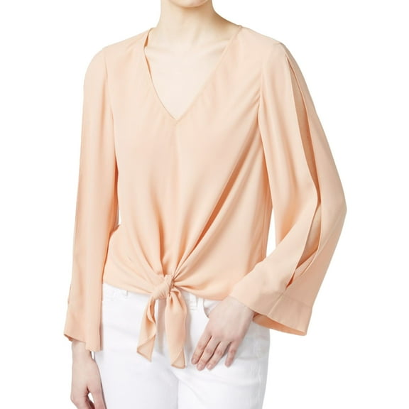 Rachel Roy Womens Tie Front Knit Blouse, Orange, XX-Large