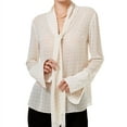 thumbnail image 1 of Rachel Roy Womens Tie-Neck Pullover Blouse, Off-White, Small, 1 of 2