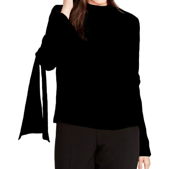 Rachel Roy Womens Tie Sleeves Knit Blouse, Black, 8