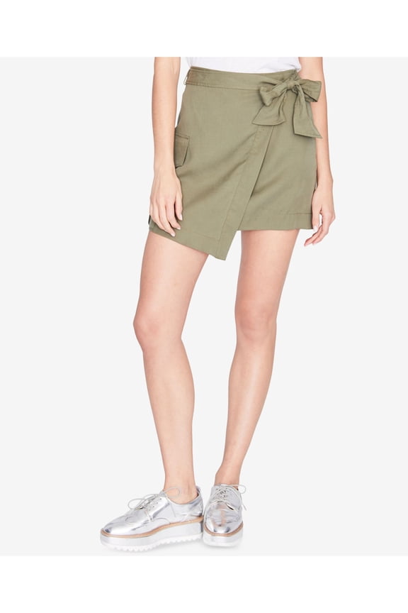 Rachel Roy Womens Utility Pocket Wrap Skirt, Green, X-Large