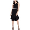 thumbnail image 1 of Rachel Roy Womens Varsity-Stripe Fit & Flare Dress, Black, X-Small, 1 of 1