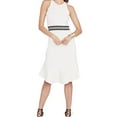thumbnail image 1 of Rachel Roy Womens Varsity-Stripe Fit & Flare Dress, Off-White, Small, 1 of 1