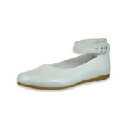 Rachel Shoes Selene Glitter Strap Shoes - white, 1 youth
