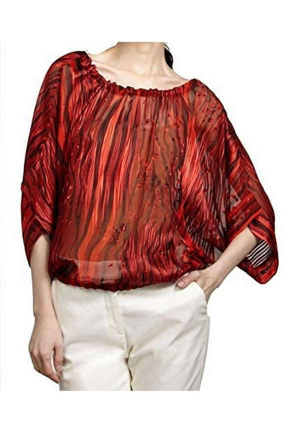 Bibi Silk Blend Drawstring Dolman Sleeve Top Blouse, Poppy (0)