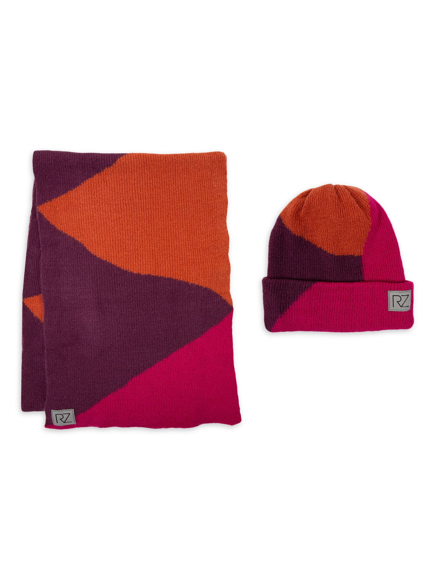 Rachel Zoe Brand Womens Colorblock Multi Knit Scarf and Beanie Style