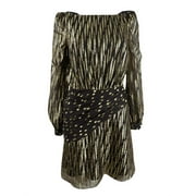 Rachel Zoe Women's Illusion-Mesh Mini Dress (6, Black/Gold)