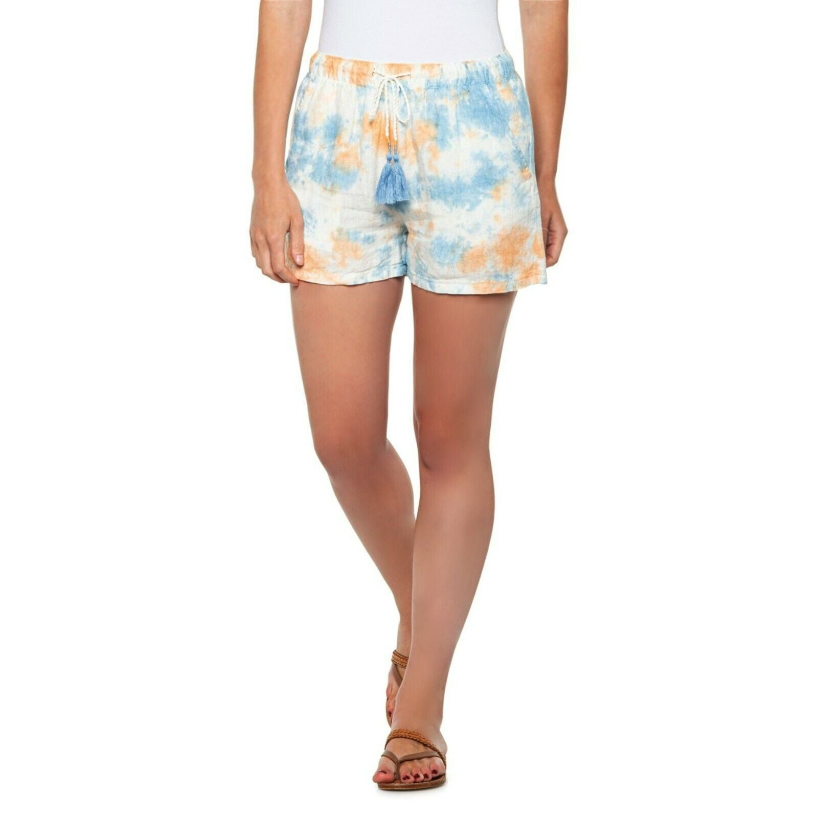 Rachel Zoe Women's Linen Tie Dye Print Drawstring Waistband