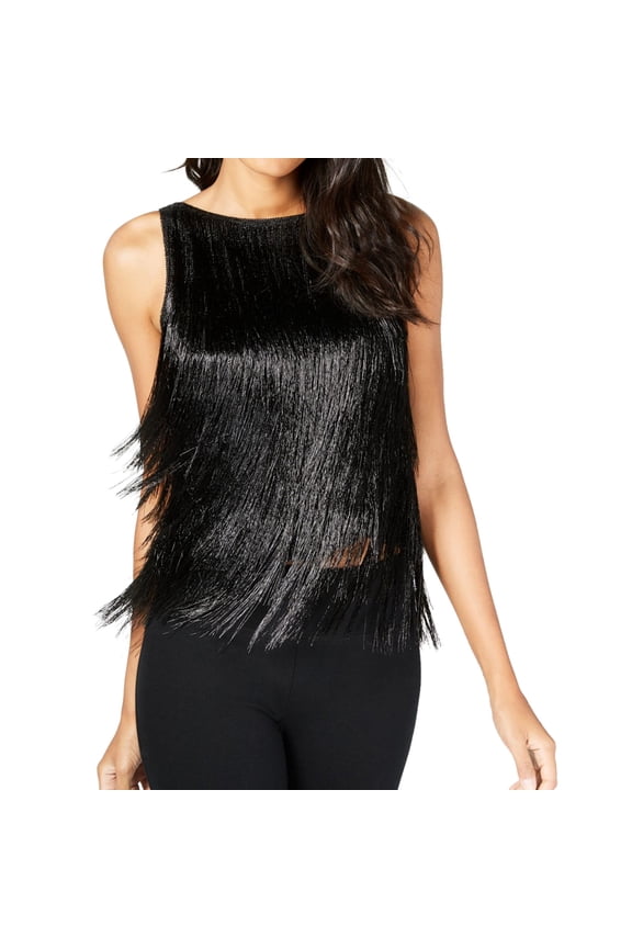 Womens Iggy Fringe Pullover Blouse, Black, Small
