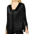 thumbnail image 1 of Rachel Zoe Womens Metallic Fringe Cardigan Sweater, Black, Small, 1 of 1