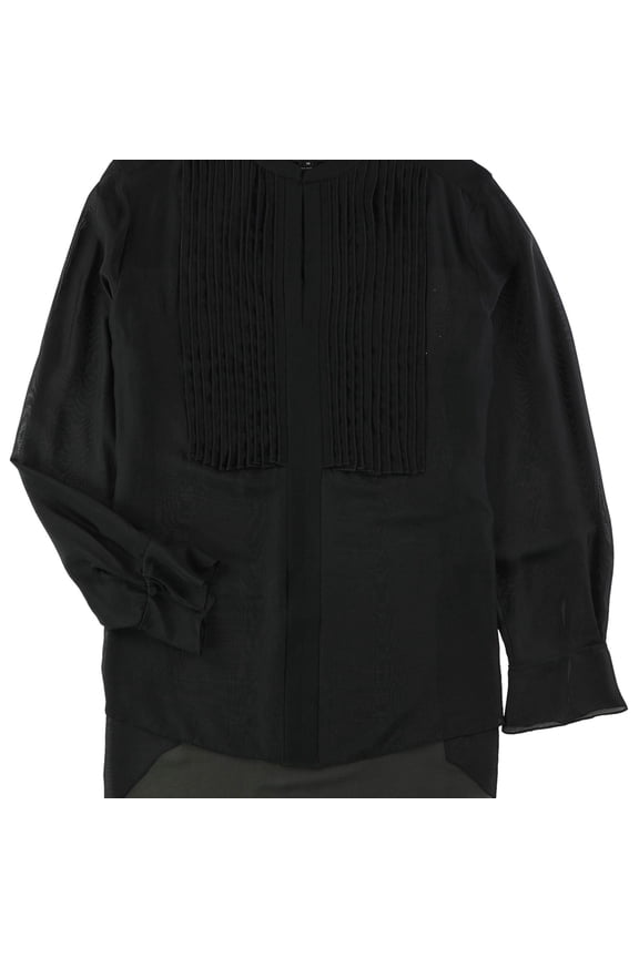 Womens Pintuched Knit Blouse, Black, 10