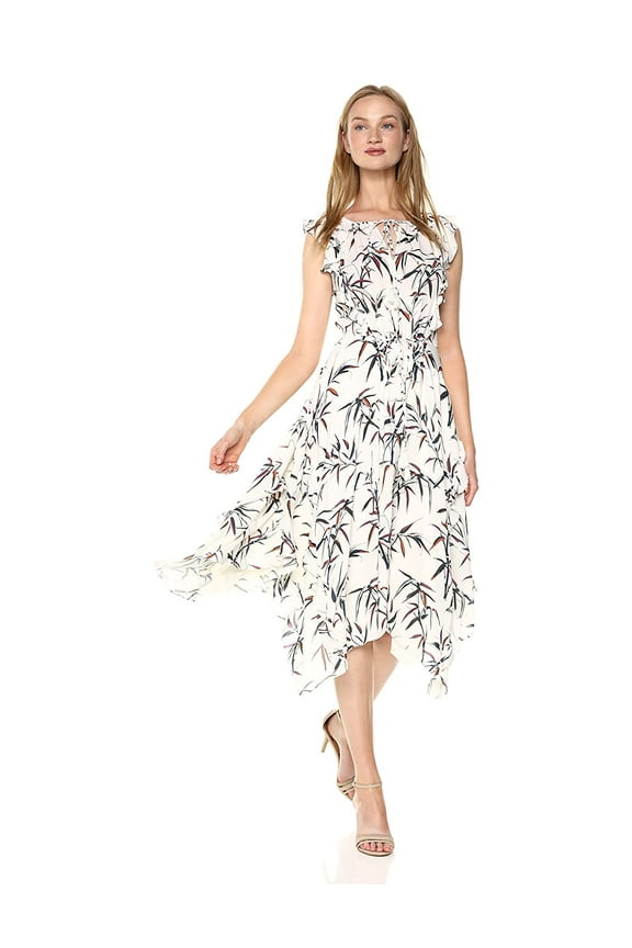 Womens Pippa Printed Asymmetrical Midi Dress