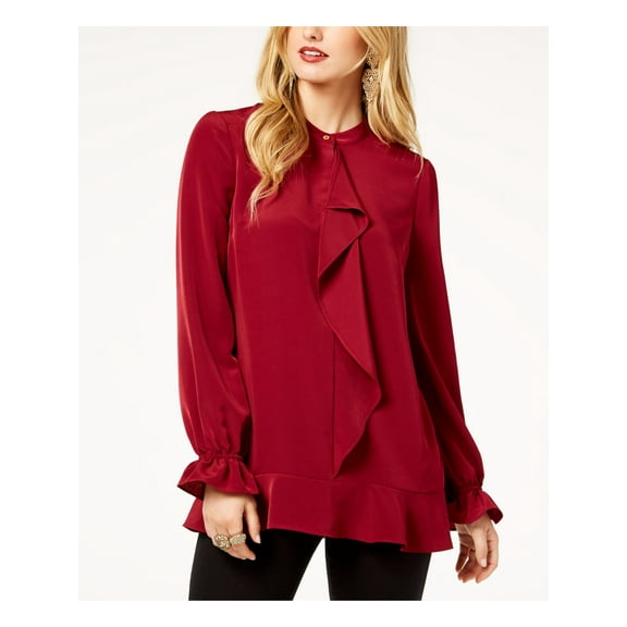 Rachel Zoe Women's Ruffled Peplum Blouse (M, Sangria)