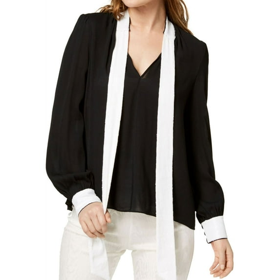 Rachel Zoe Womens Sequined-trim Pullover Blouse, Black, 2