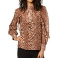 thumbnail image 1 of Rachel Zoe Womens Silk Leopard Print Pullover Blouse, Brown, 10, 1 of 2