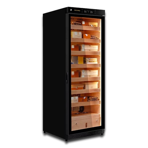Raching C380A Climate Control Black Wood 1,500-Cigar Electric Humidor - Canada Cedar Shelving