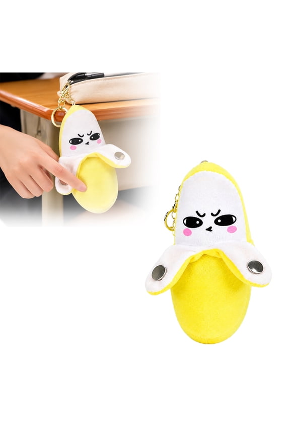 6.5" Banana Shaped Plush Pendant Keychain, Bag Charm for Backpacks, Fun Christmas and Birthday Gifts, A