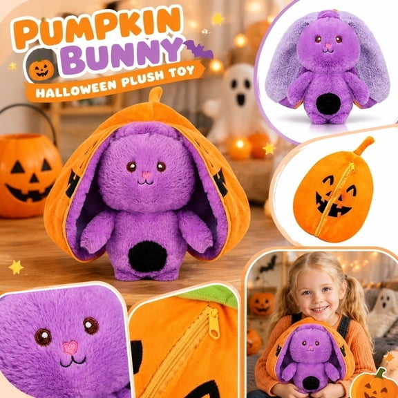 Racifhz Adorable Halloween Pumpkin Bunny Plush - Soft Stuffed Rabbit Doll & Holiday Gift, B