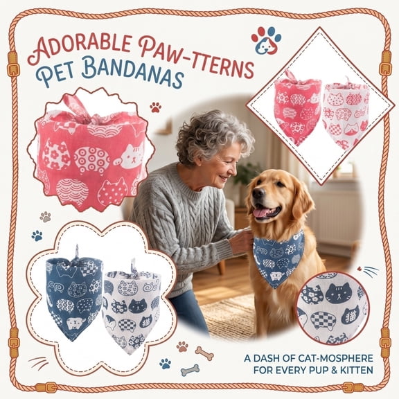 Racifhz Cat Themed Printed Pet Bandana Bib for Kittens and Puppies Playful Neck Scarf for Daily Wear Birthday Celebrations and Indoor Outdoor Pet Activities and Events, 1Pack A