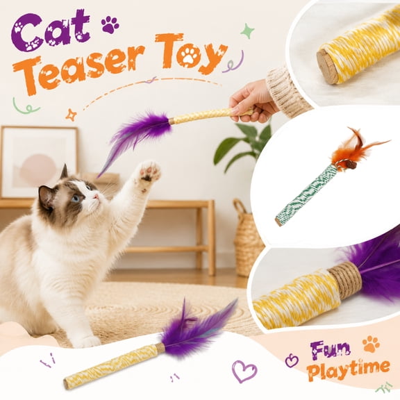 Racifhz Cat Toys for Indoor Cats, Multi-textured Cat Chew Toy with Silvervine Gall Fruit and Feathers Interactive Teething Stick for Kittens Pet Toy for Indoor Play Fun Activity Gift, 1pack Green