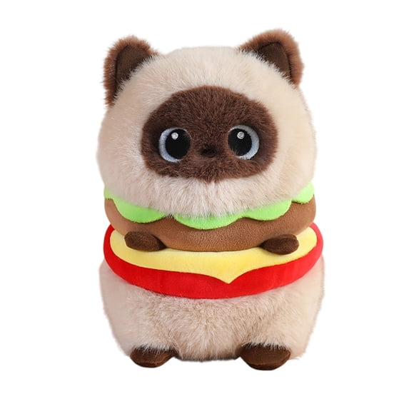 Racifhz Cute Burger Cat Plush, 9" Soft Stuffed Animal Pillow Decorative Plushie for Home Decor Gifting and Comforting Companion for Users, Fun Christmas and Birthday Gifts, 1Pack B